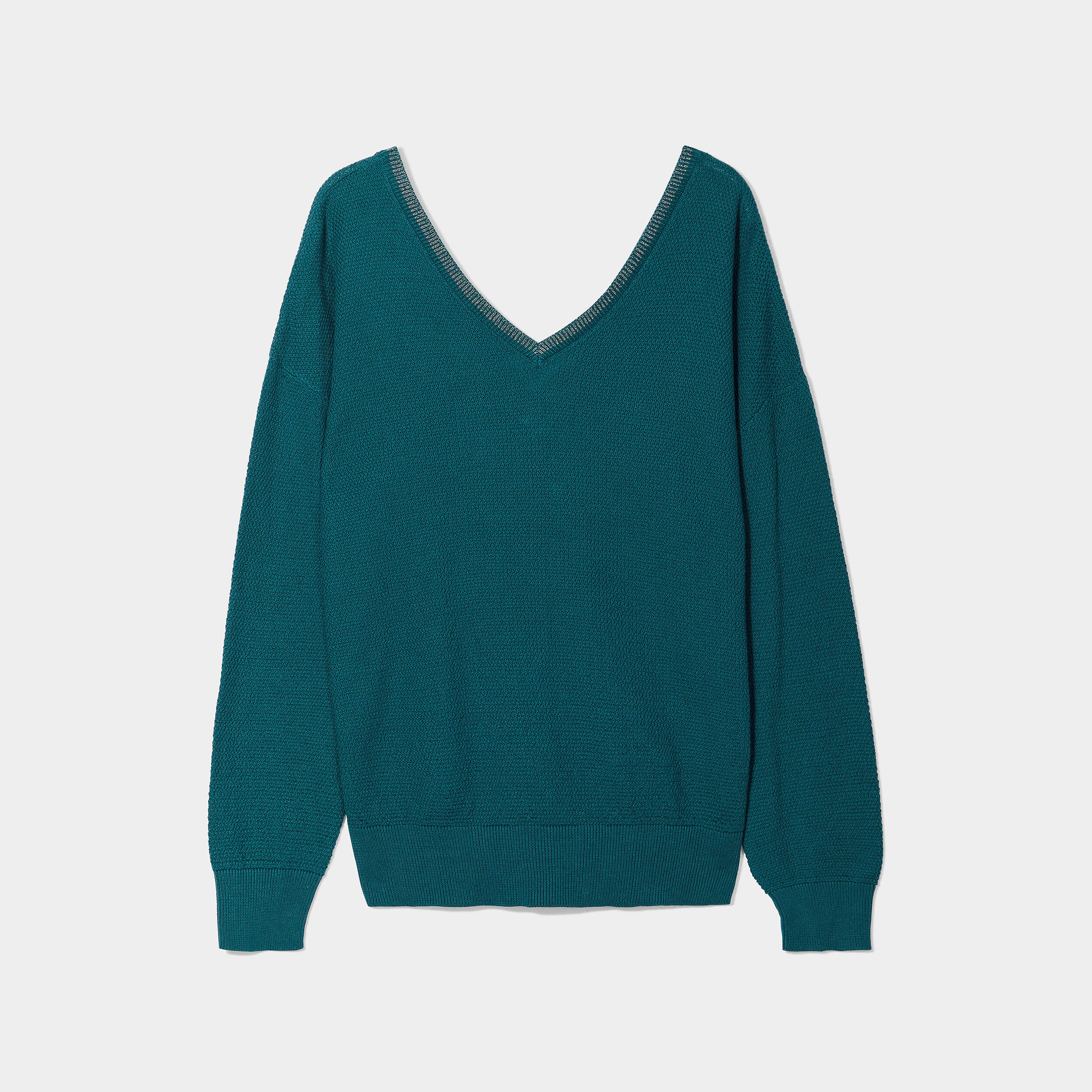Pull gilet recto-verso col en V vert émeraude femme | La Halle