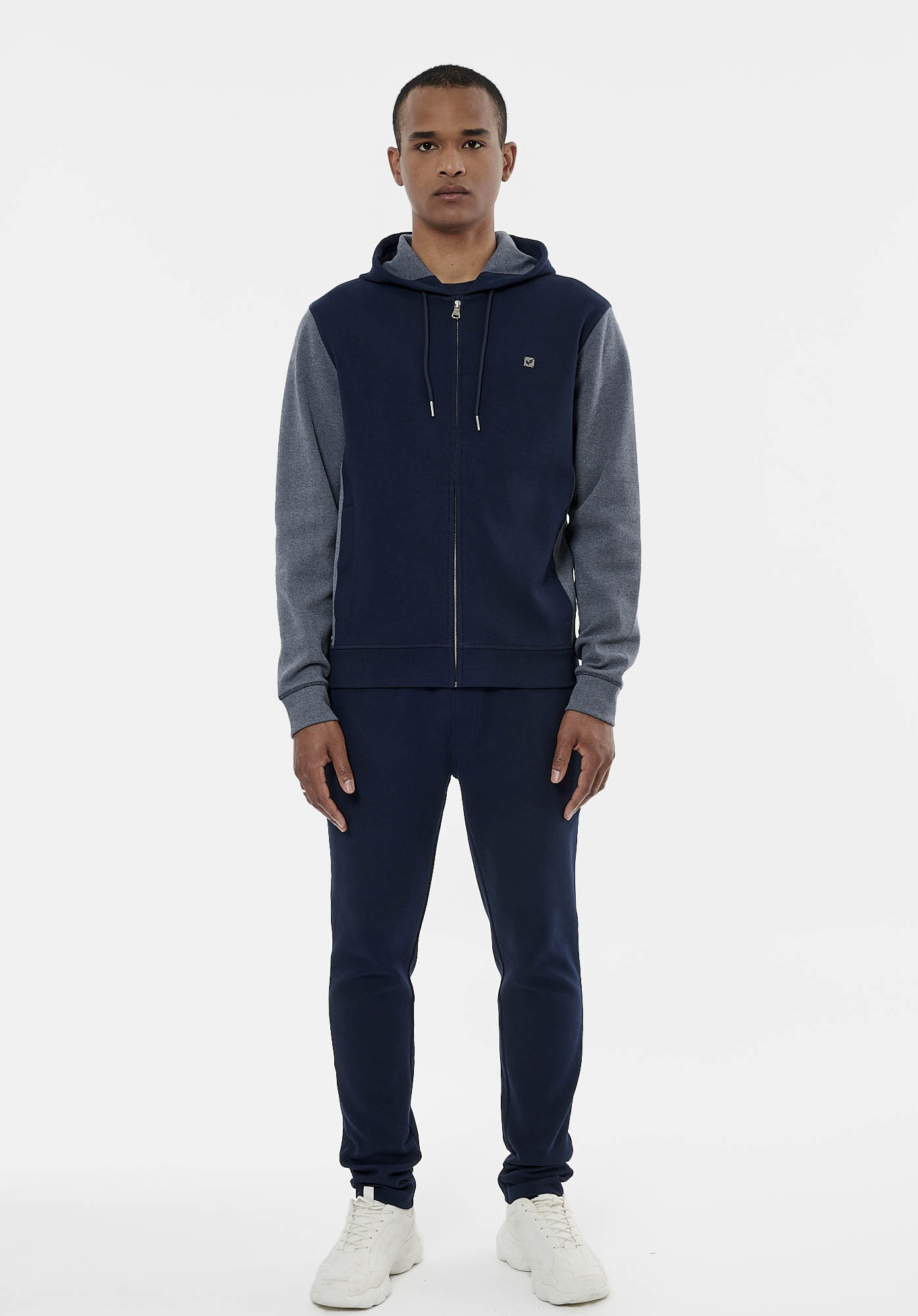 VOHO   Sweat zippé bleu marine homme