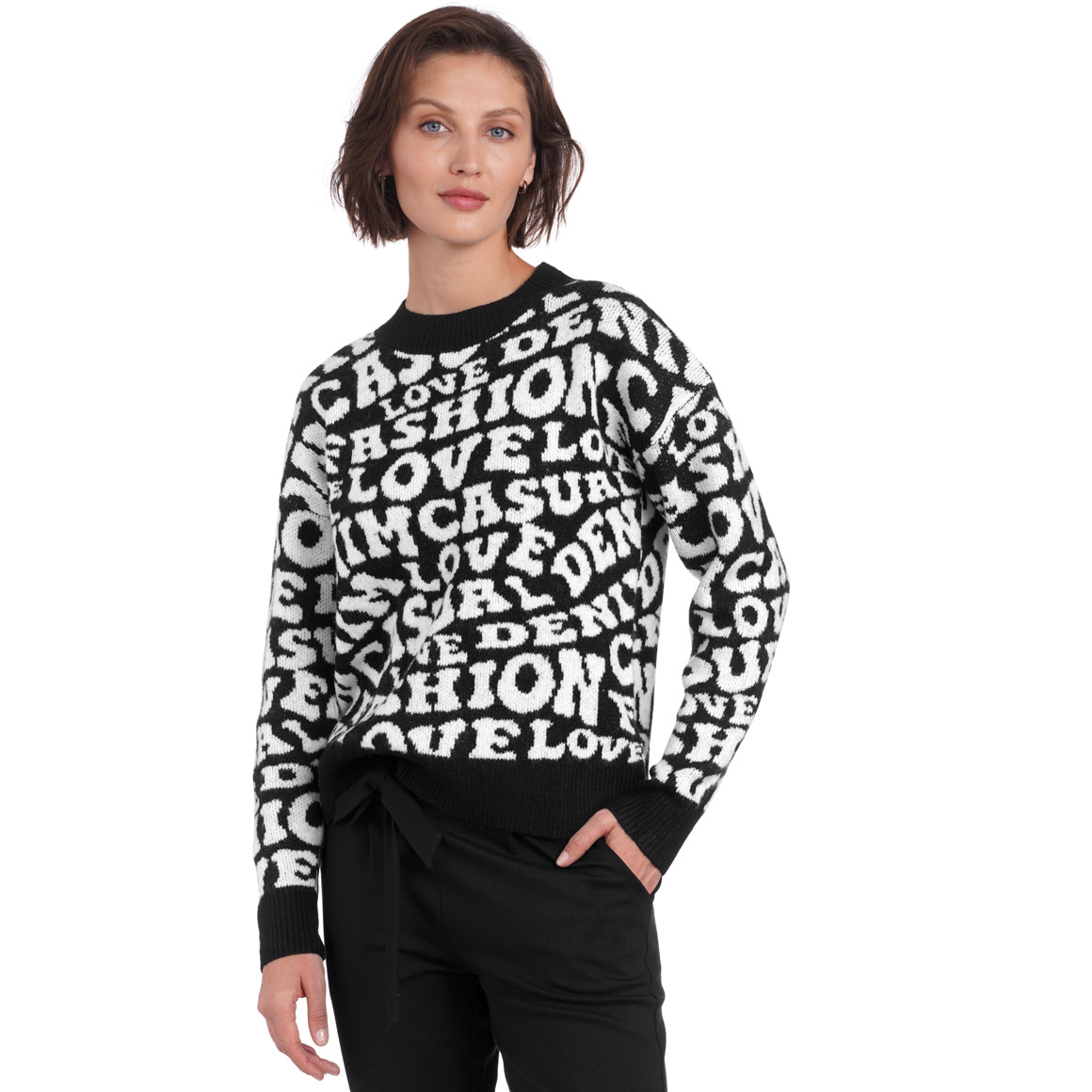 Damen Strickpullover mit Schriftzügen