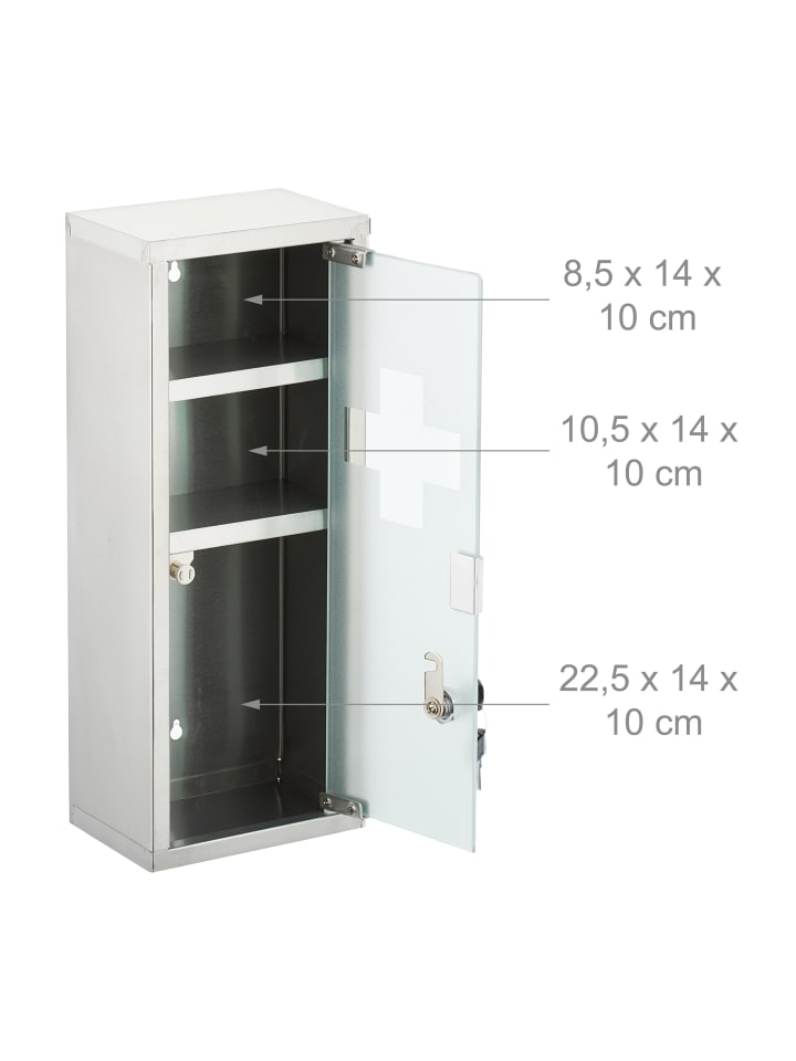relaxdays Medizinschrank in Silber - (B)45 x (H)18 x (T)12 cm günstig kaufen onesize