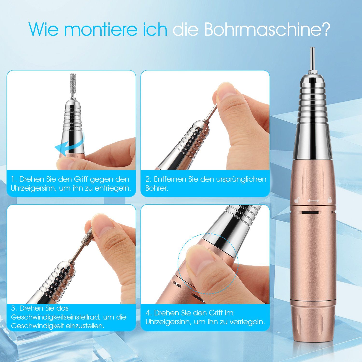LETGOSPT Maniküre-Pediküre-Set Elektrischer Nagelfräser, 35000 U/Min Profi Nagelfeile, für Gelnägel, Pediküre Set Fußpflege für Gelnägel, Nagellack