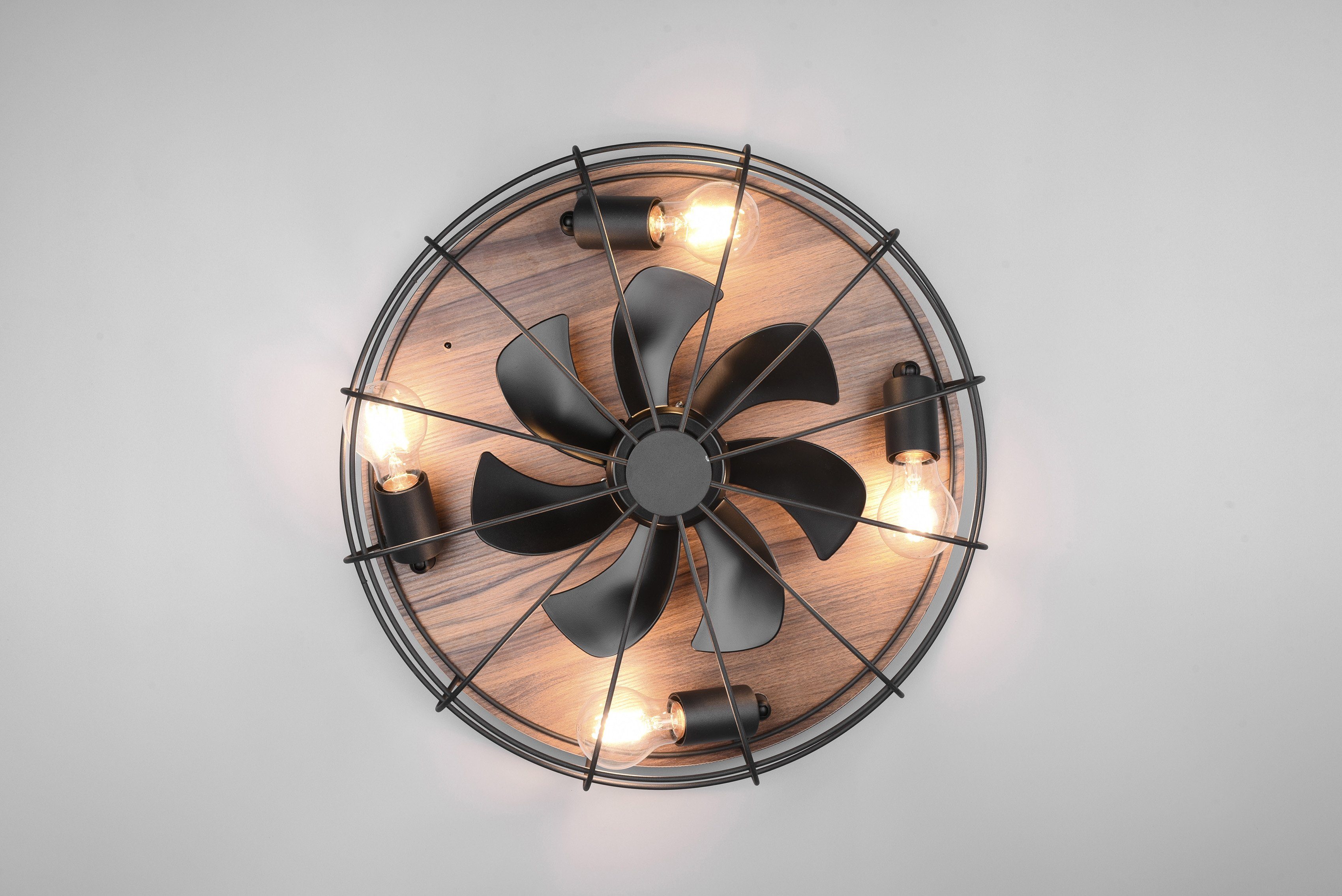 TRIO Leuchten Deckenleuchte Trondheim, Timerfunktion, Ventilatorfunktion, Leuchtmittel wechselbar, mit Ventilator, Fernbedienung., Leuchte/ Ventilator getrennt schaltbar