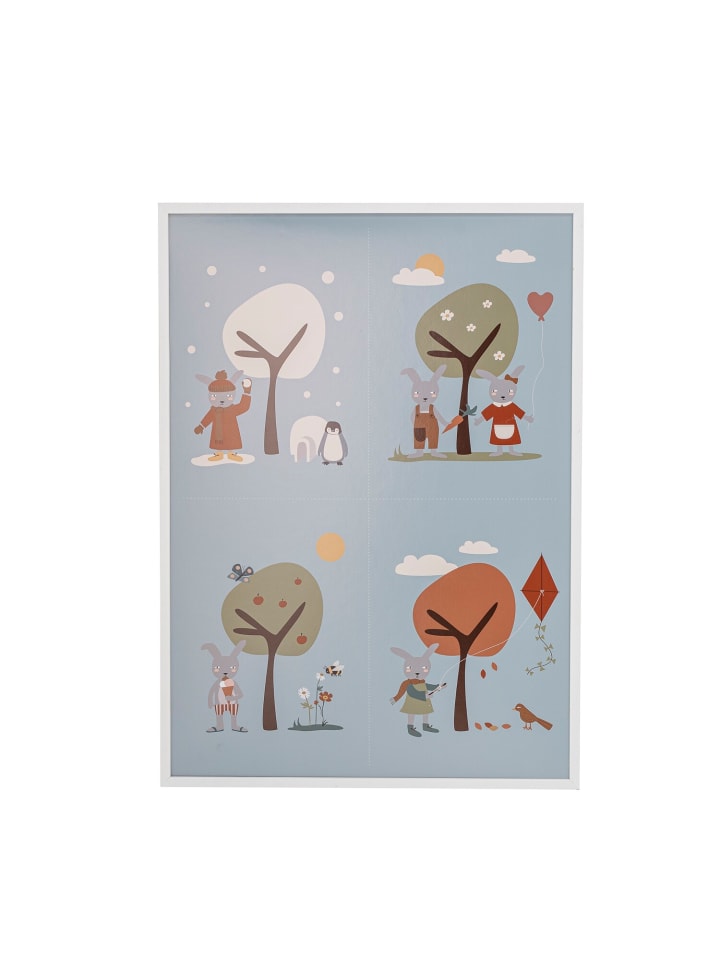 Bloomingville mini Bild mit Rahmen Oya in Weiß | Blau | Bunt günstig kaufen onesize