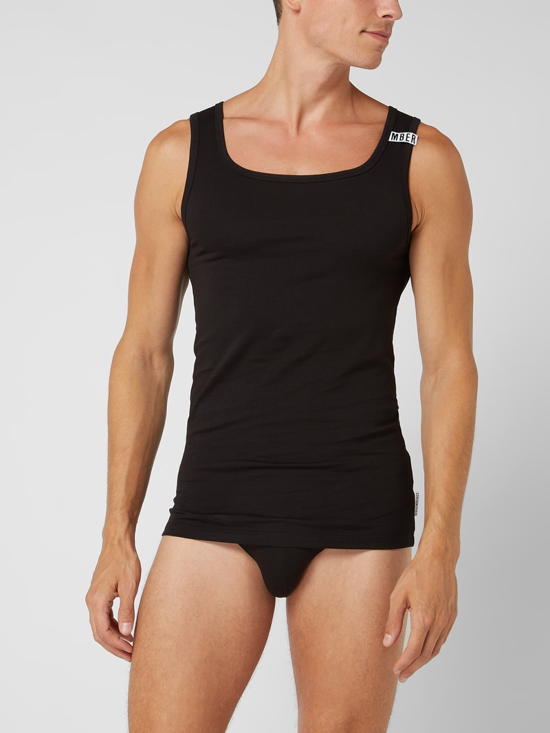 Tanktop mit Stretch-Anteil im 2er-Pack in schwarz