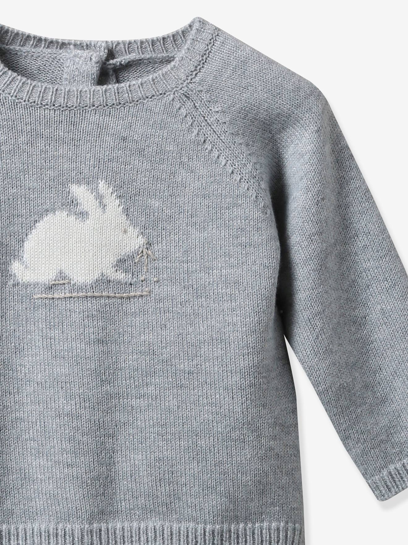 Ensemble en tricot bébé laine gris chiné