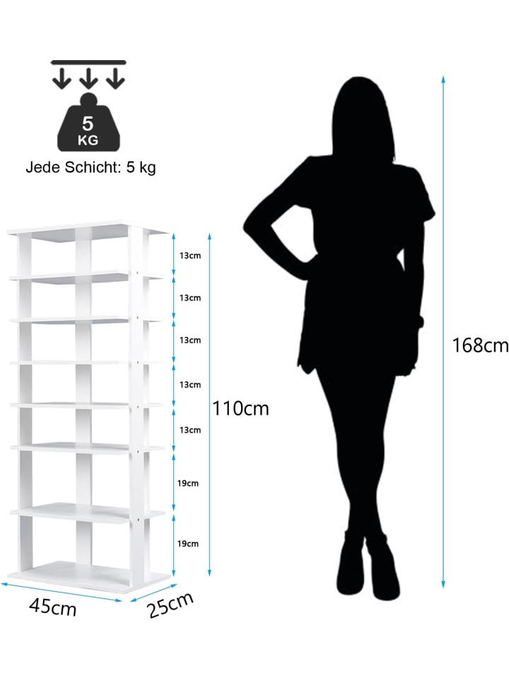 COSTWAY 8 stufig Schuhständer in Weiß günstig kaufen onesize