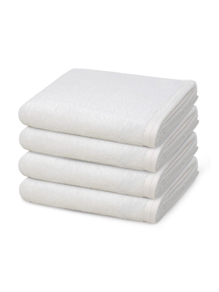 Vossen 4 X Handtuch im Set Vegan Life in Weiß günstig kaufen 50 x 100 cm