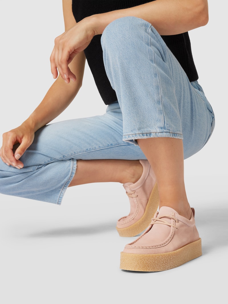 Halbschuhe aus echtem Leder mit Plateausohle in rosé
