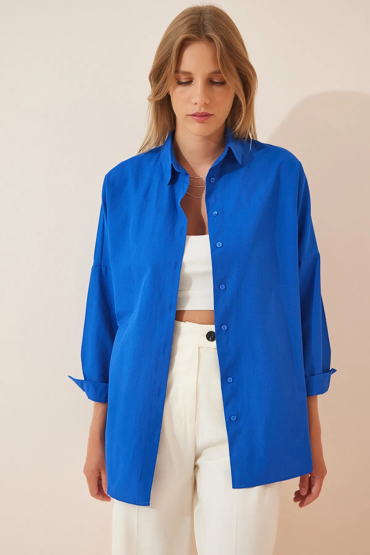 Happiness İstanbul  Hemd - Blau - Oversized