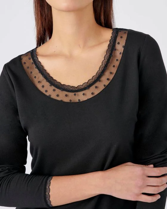 T-shirt manches longues Thermol'love tulle plumetis