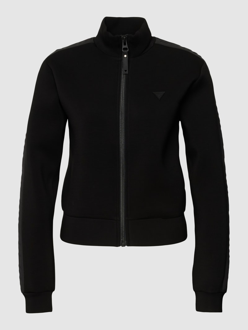 Sweatjacke mit Label-Applikation Modell 'NEW ALLIE' in schwarz