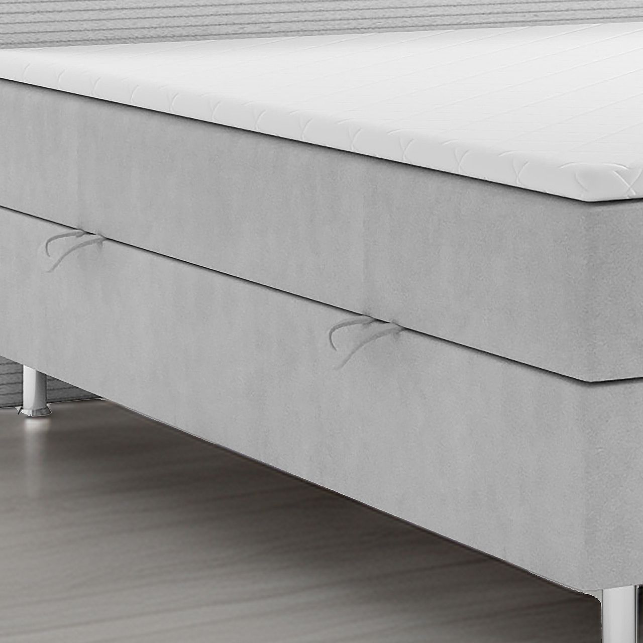 Möbel Punkt Boxspringbett PISA mit Bettkasten 180 x 200 cm Webstoff Grau Bett Bettkasten Topper