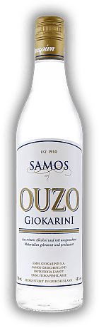 Ouzo Giokarinis Insel Samos Standard Ouzo Giokarinis Insel Samos Standard Der Ouzo mit dem delikaten Geschmack. 0,7	 Liter - Vol 40%