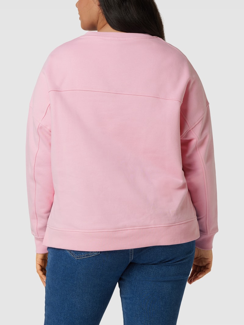 PLUS SIZE Sweatshirt mit Logo-Stitching Modell 'VARSITY' in pink