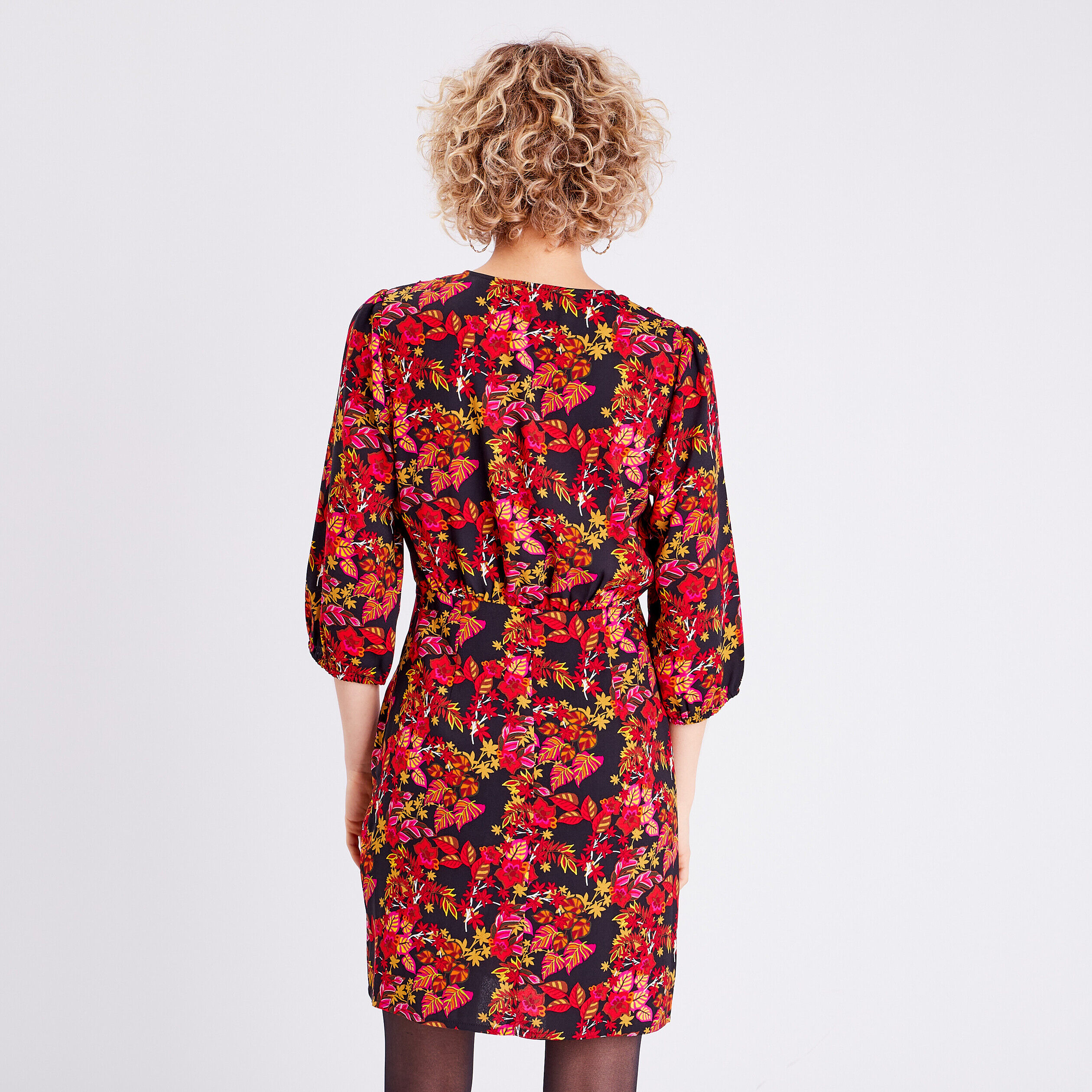 Robe droite manches 3/4 noir femme | Cache Cache