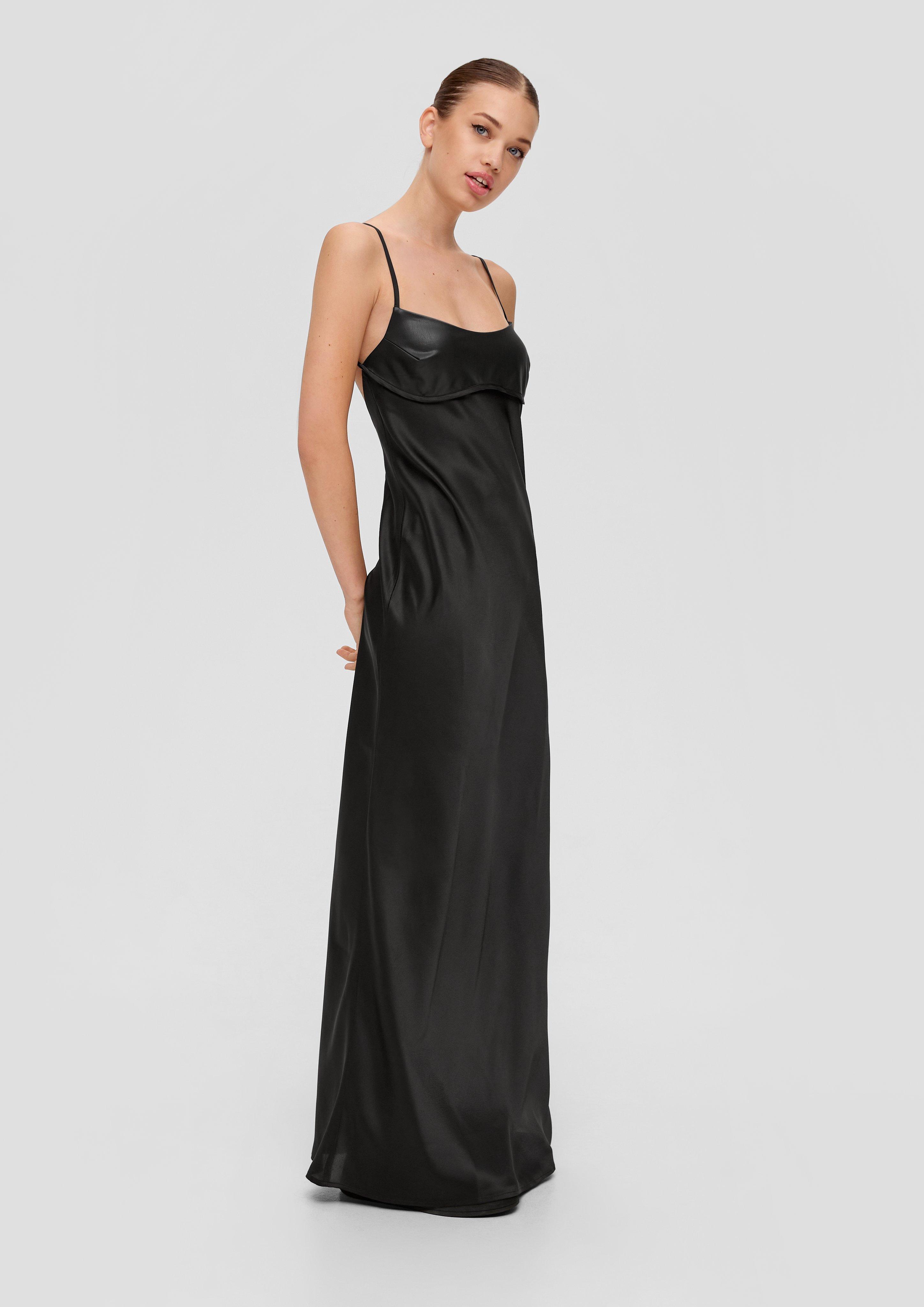 Satinkleid mit Kunstlederdetail | QS x ELIF  2135069-9999