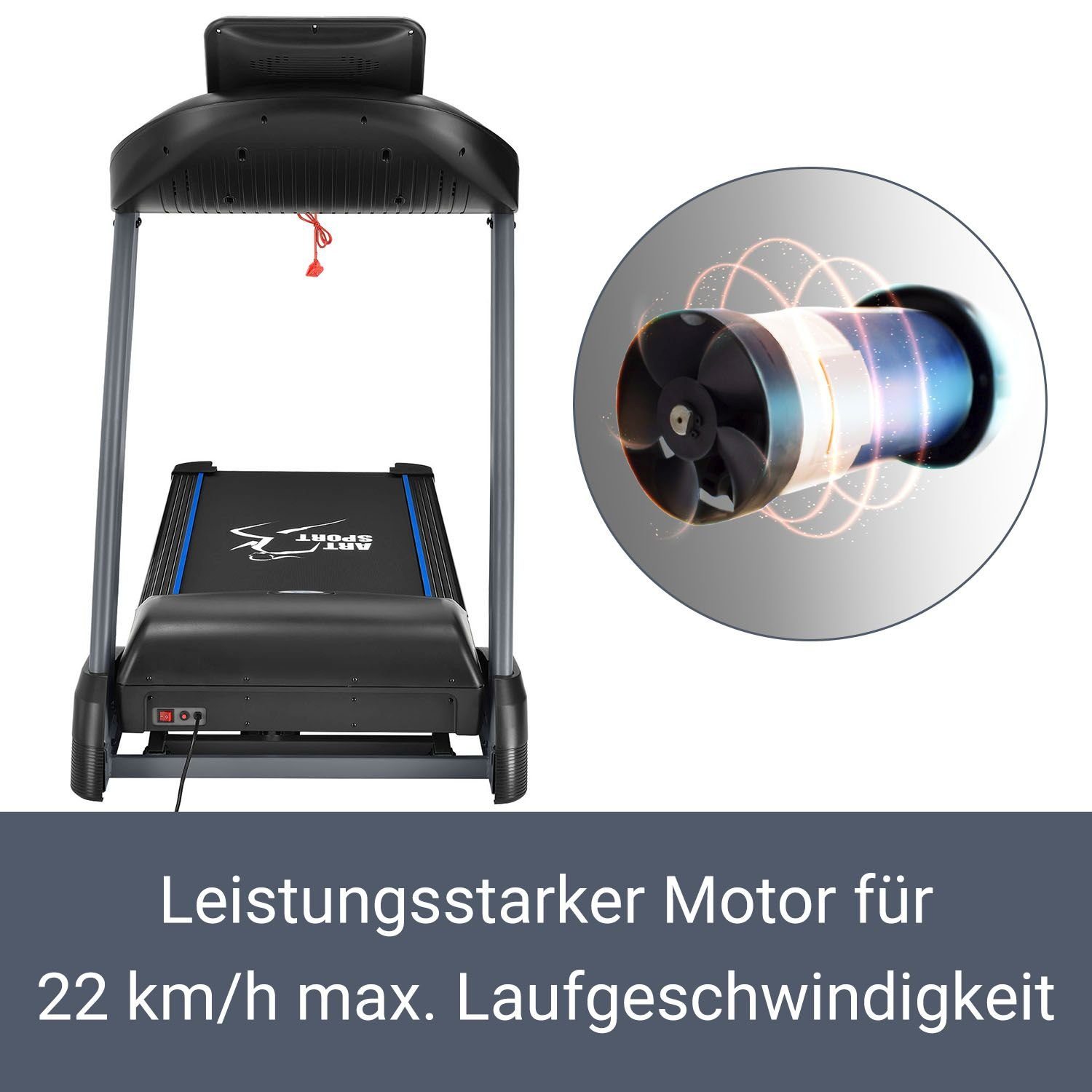 ArtSport Laufband Speedrunner 7000, 22 km/h, 48 Programme, 22 Stufen Steigung, LCD-Display, klappbar