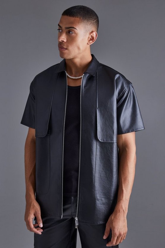 Oversize Hemd mit PU-Detail