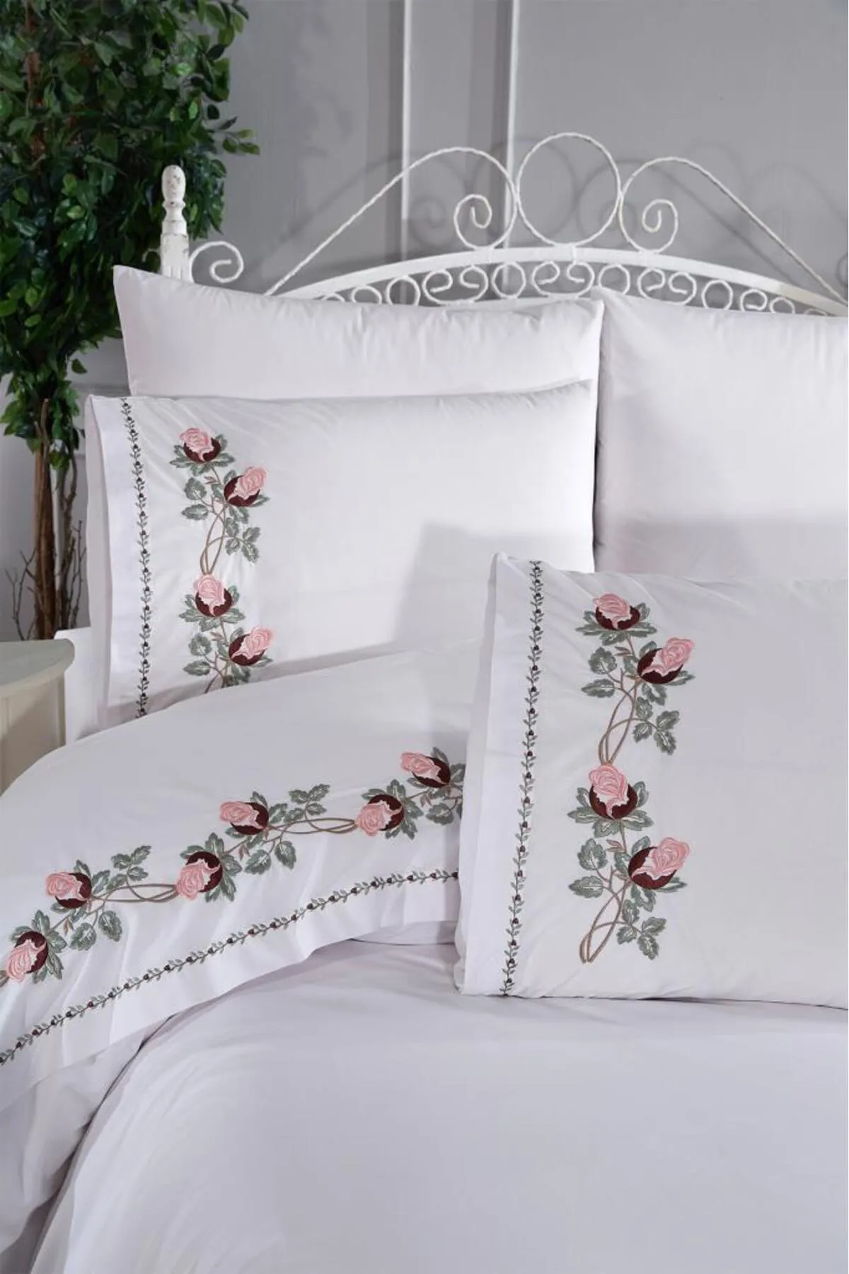 Çeyiz Diyarı  Bettwäsche Doppelbett - Beige - Gestreift