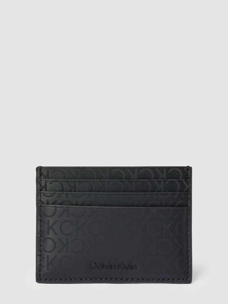 Kartenetui mit Allover-Muster Modell 'ELEVATED' in schwarz