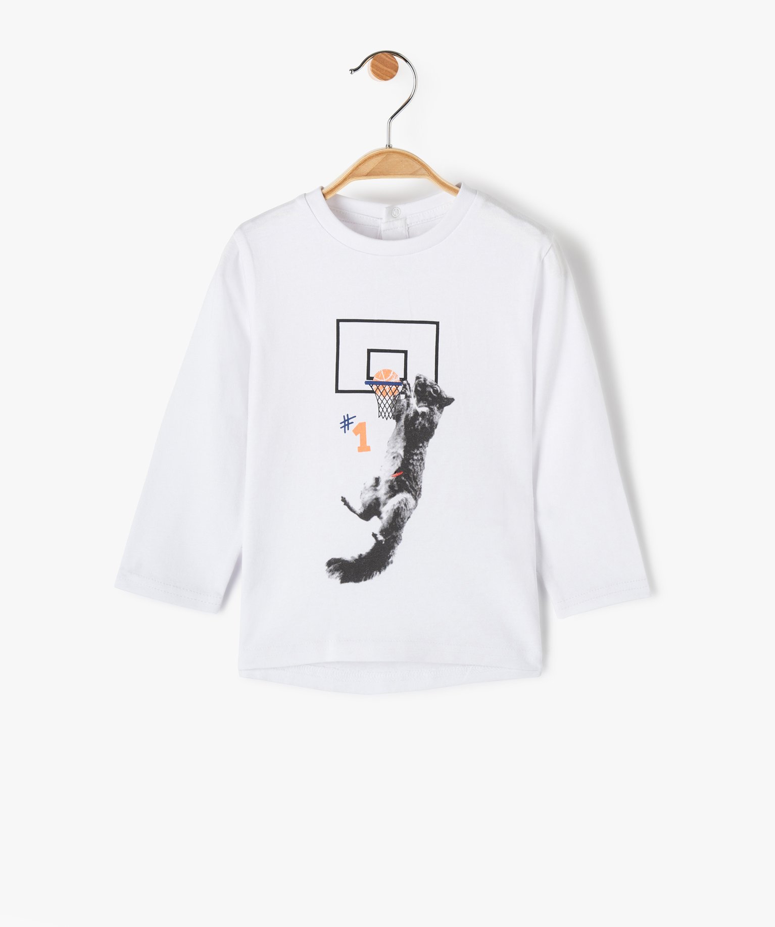 Tee-shirt bébé Garçon à manches longues avec motif blanc | GEMO