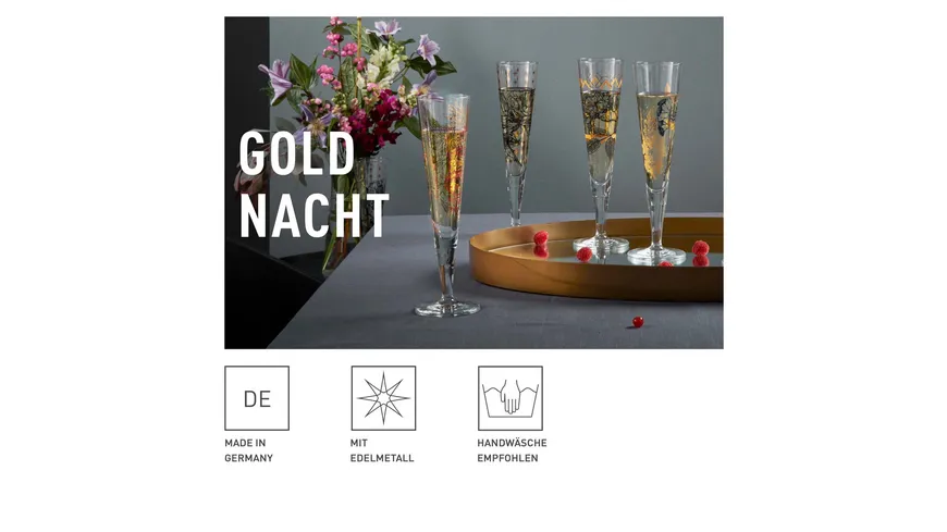 RITZENHOFF Champagnerglas Goldnacht #33 von Concetta Lorenzo Gold, Schwarz, Blau