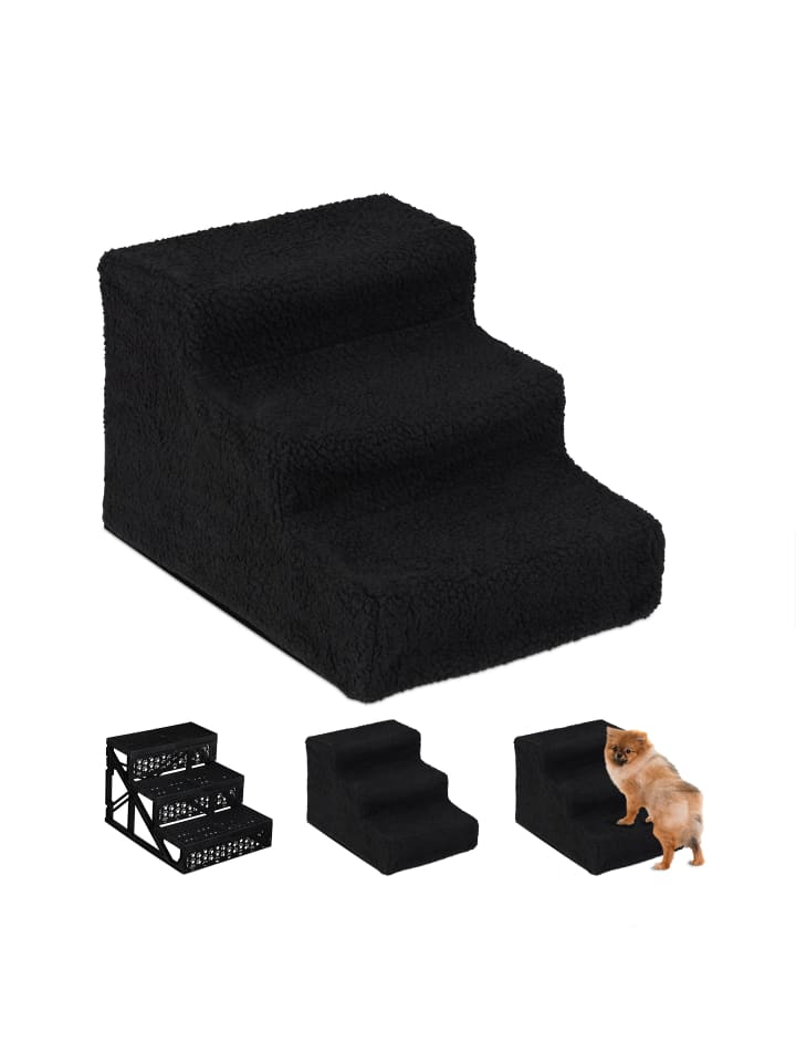 relaxdays Hundetreppe in Schwarz - (B)35x (H)30 x (T)45 cm günstig kaufen onesize