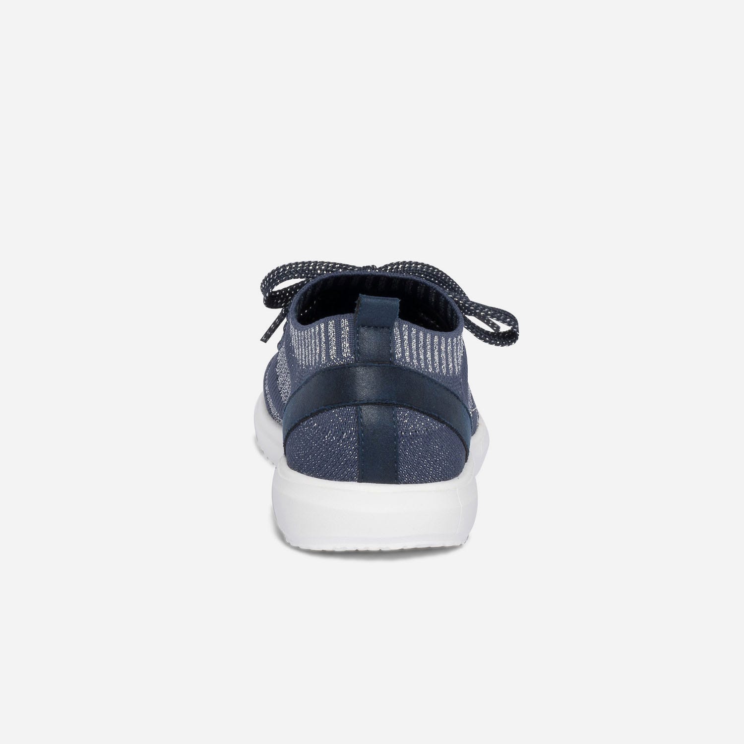 Tennis-chaussette bleue et argentée tricotée éco-conçue