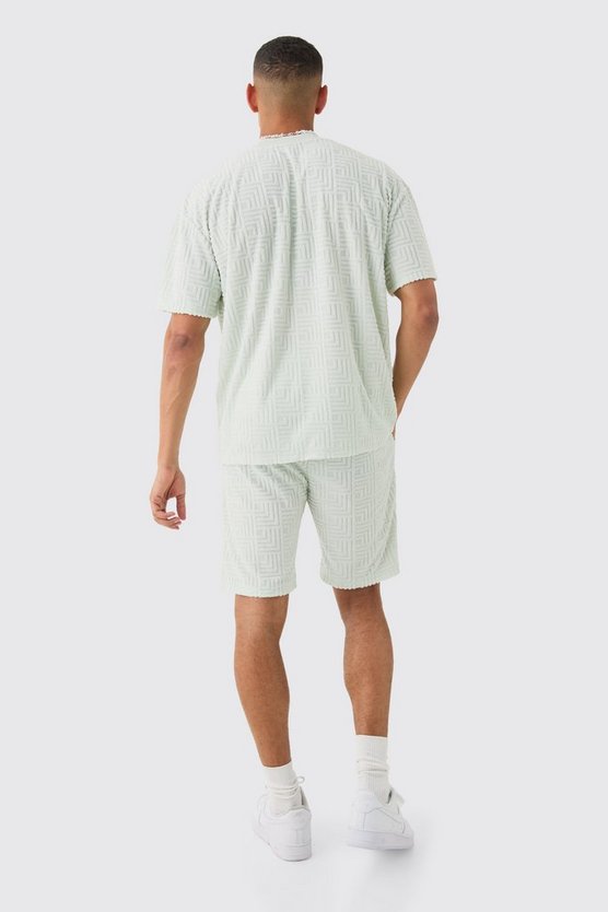 Oversize Geo Frottee Jacquard T-Shirt & Shorts