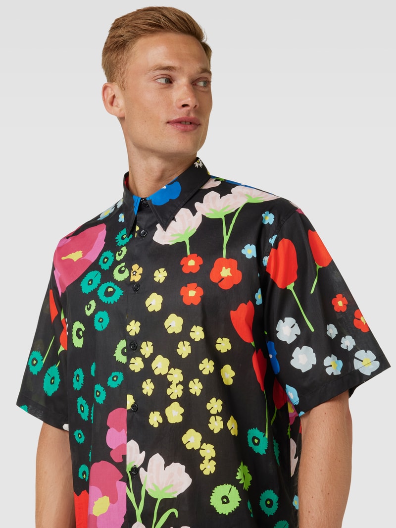 Freizeithemd mit floralem Muster Modell 'CHEMISE' in schwarz