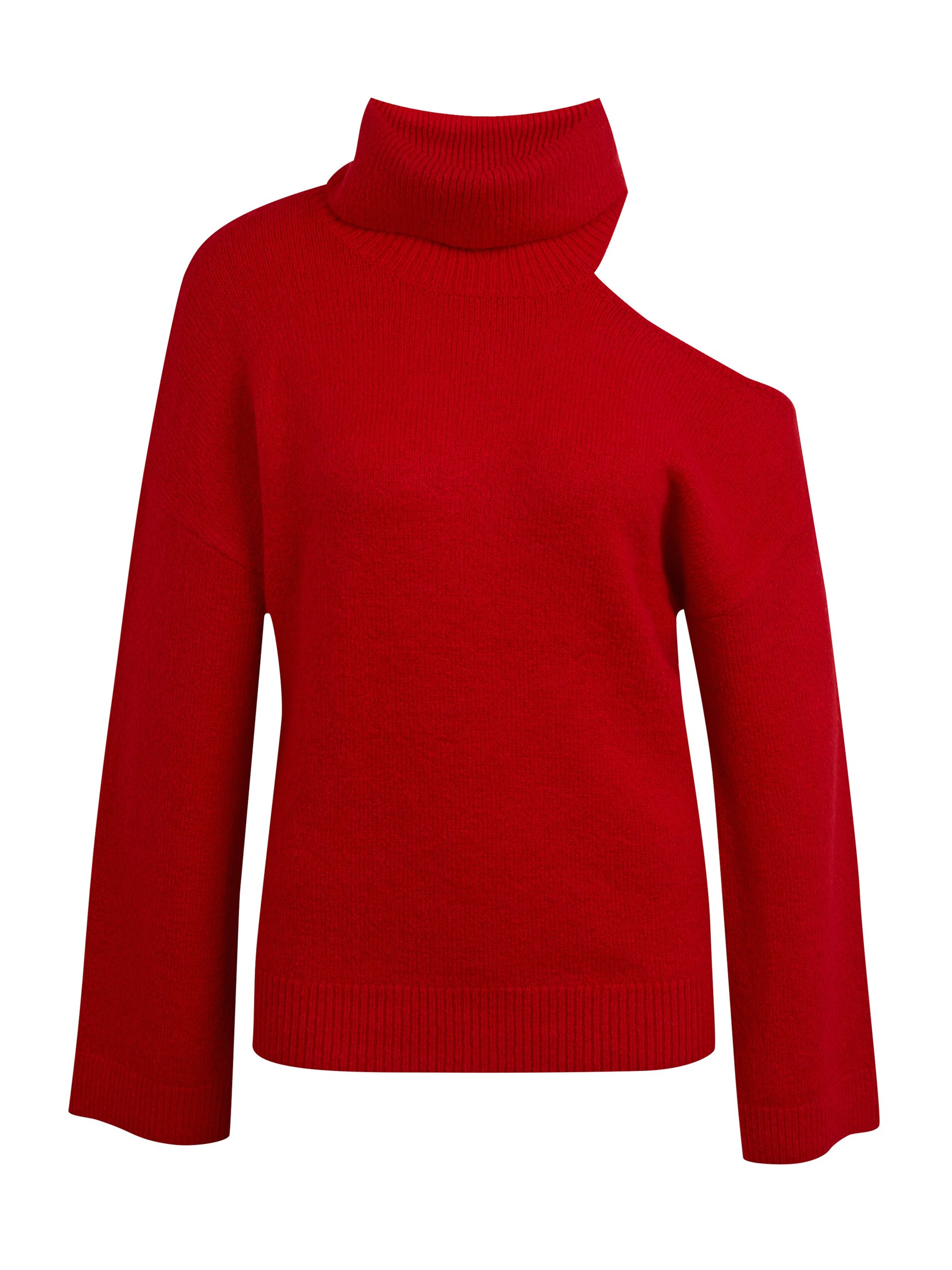 Rotes Damen-Rollkragen-Top mit Ausschnitt ORSAY