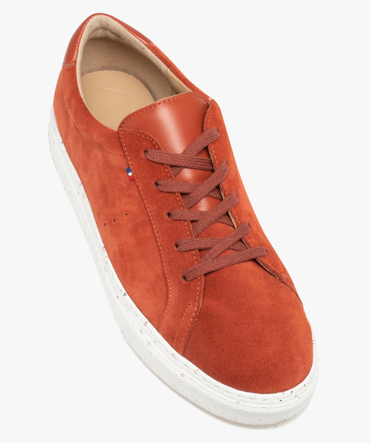 Baskets femme unies en cuir à lacets – Tanéo orange | GEMO