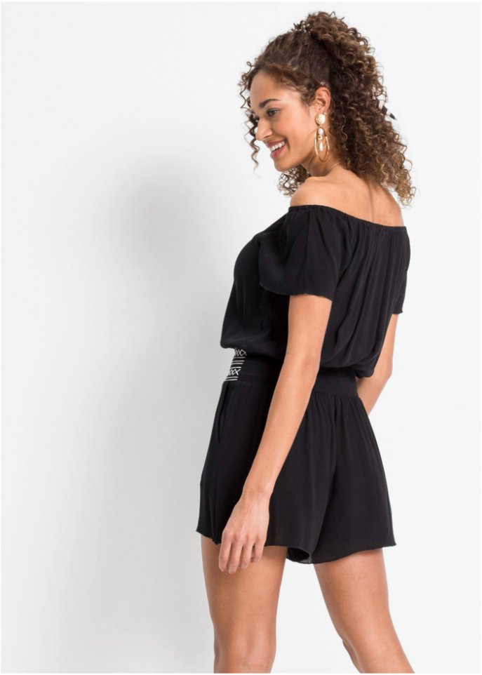Jumpsuit gecrincelt mit Stickerei