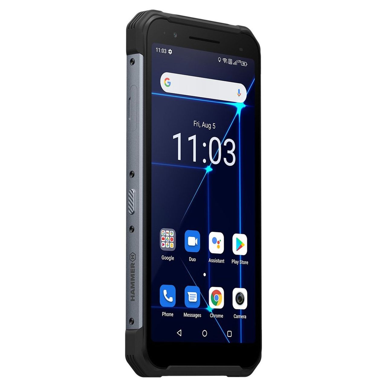 Hammer Construction LTE Smartphone 6 Zoll, 6000 mAh, 128GB, IP69, Schwarz-Silber