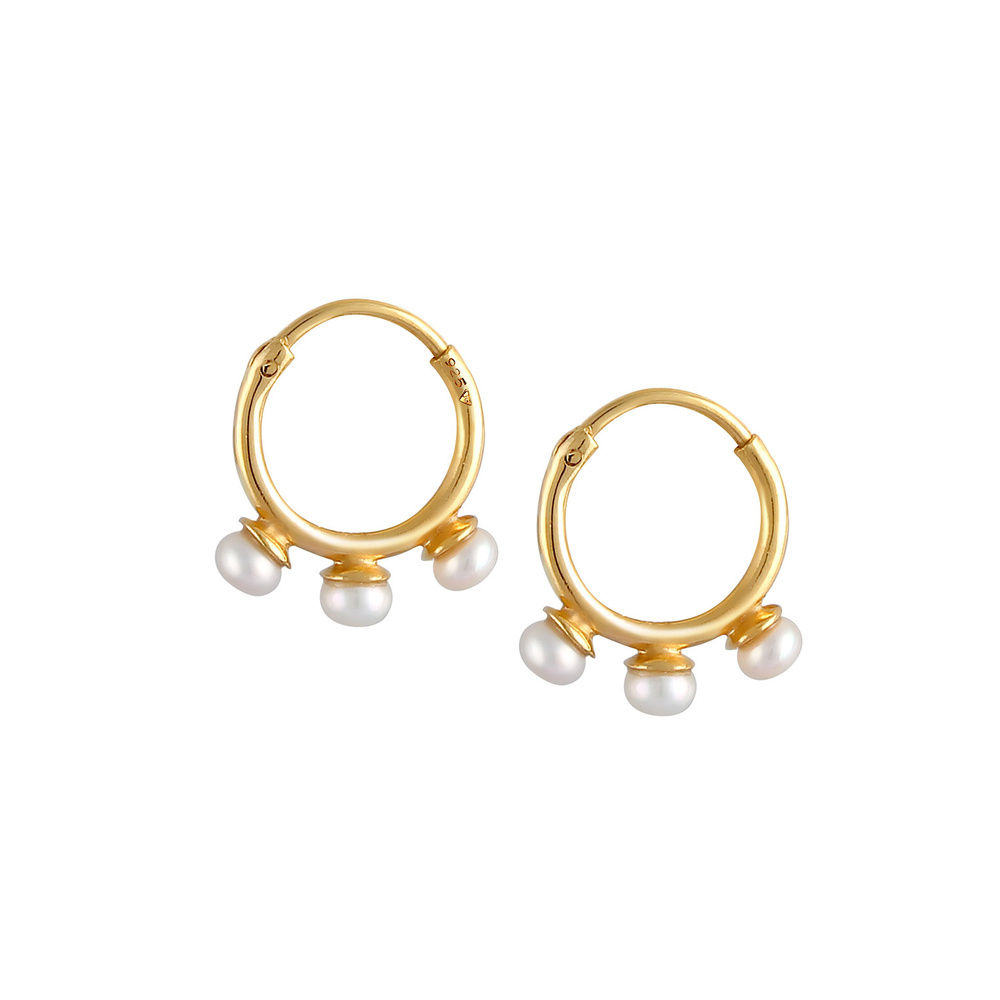 Elli PREMIUM Elli PREMIUM Boucles d'Oreilles Creole Hänger Süwasserperlen 925 Silber vergoldet Boucles d'oreilles