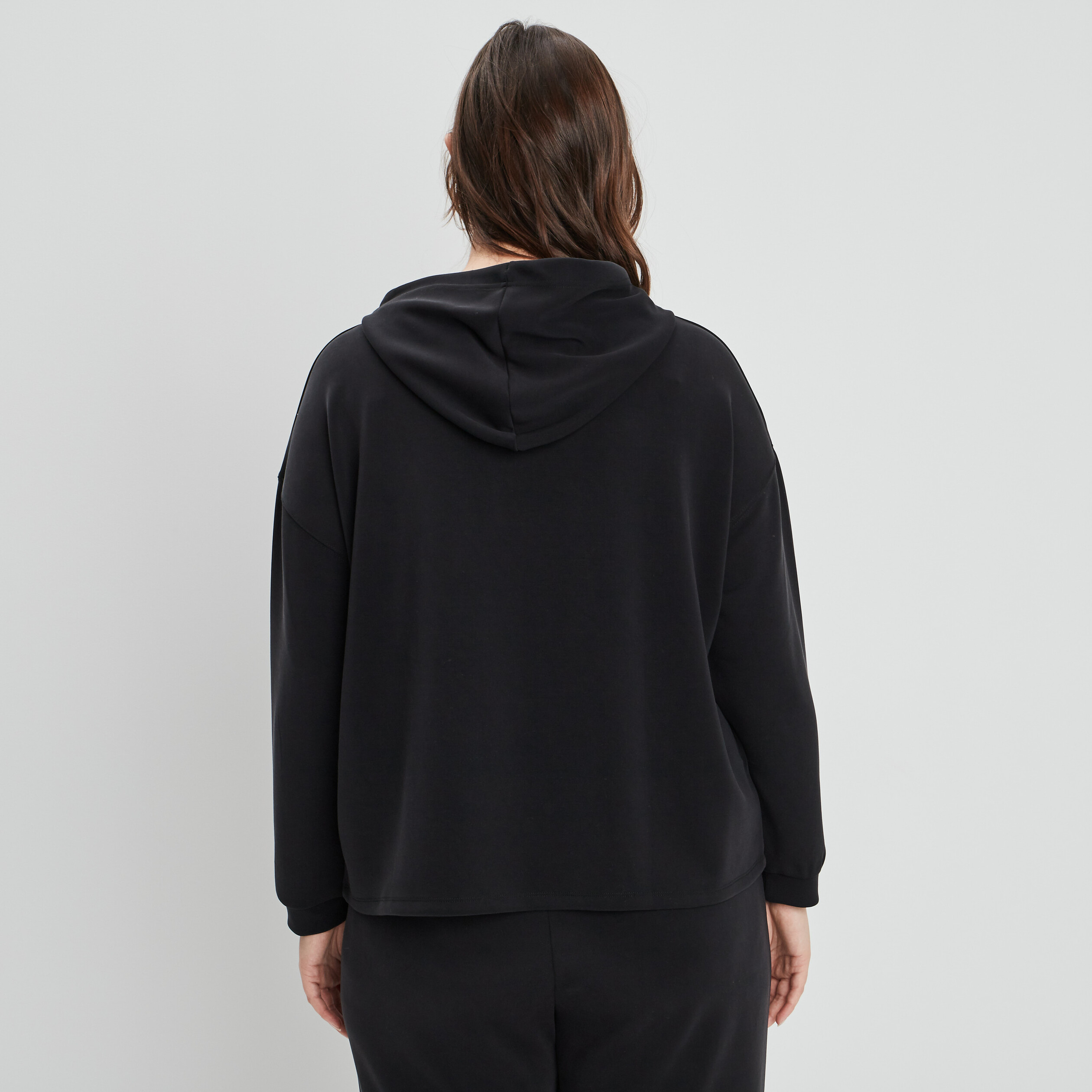Sweat à capuche hoodie noir femme grande taille | La Halle