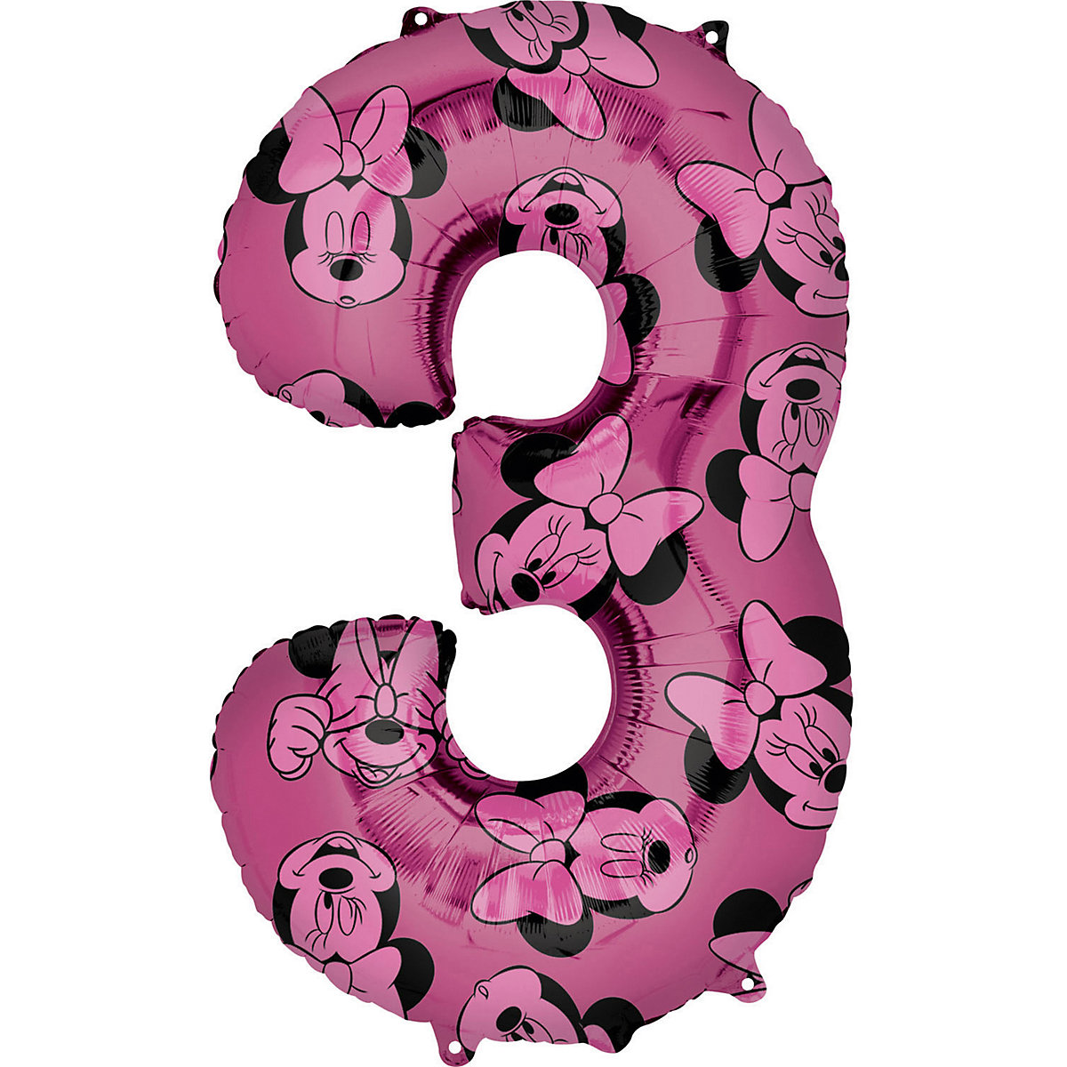 Folienballon Mid Size Minnie Maus Forever Zahl 3, 66 x 45 cm