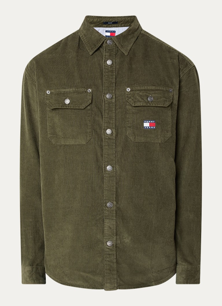 Sobretudo Tommy Hilfiger de veludo cotelê com corte regular e bolsos no peito.