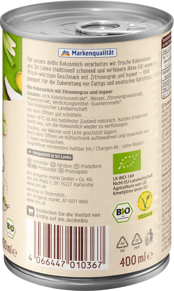 Kokosmilch Zitronengras, 400 ml