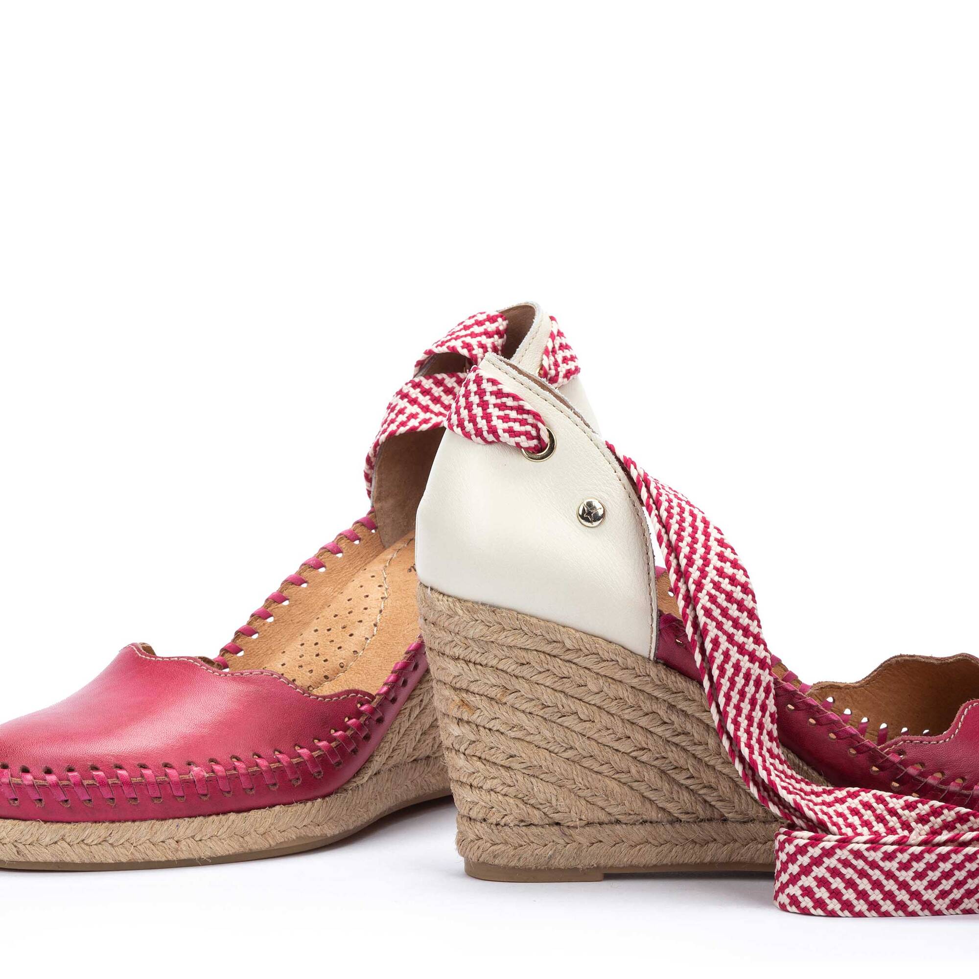 Damskie koturny z juty - FUCHSIA