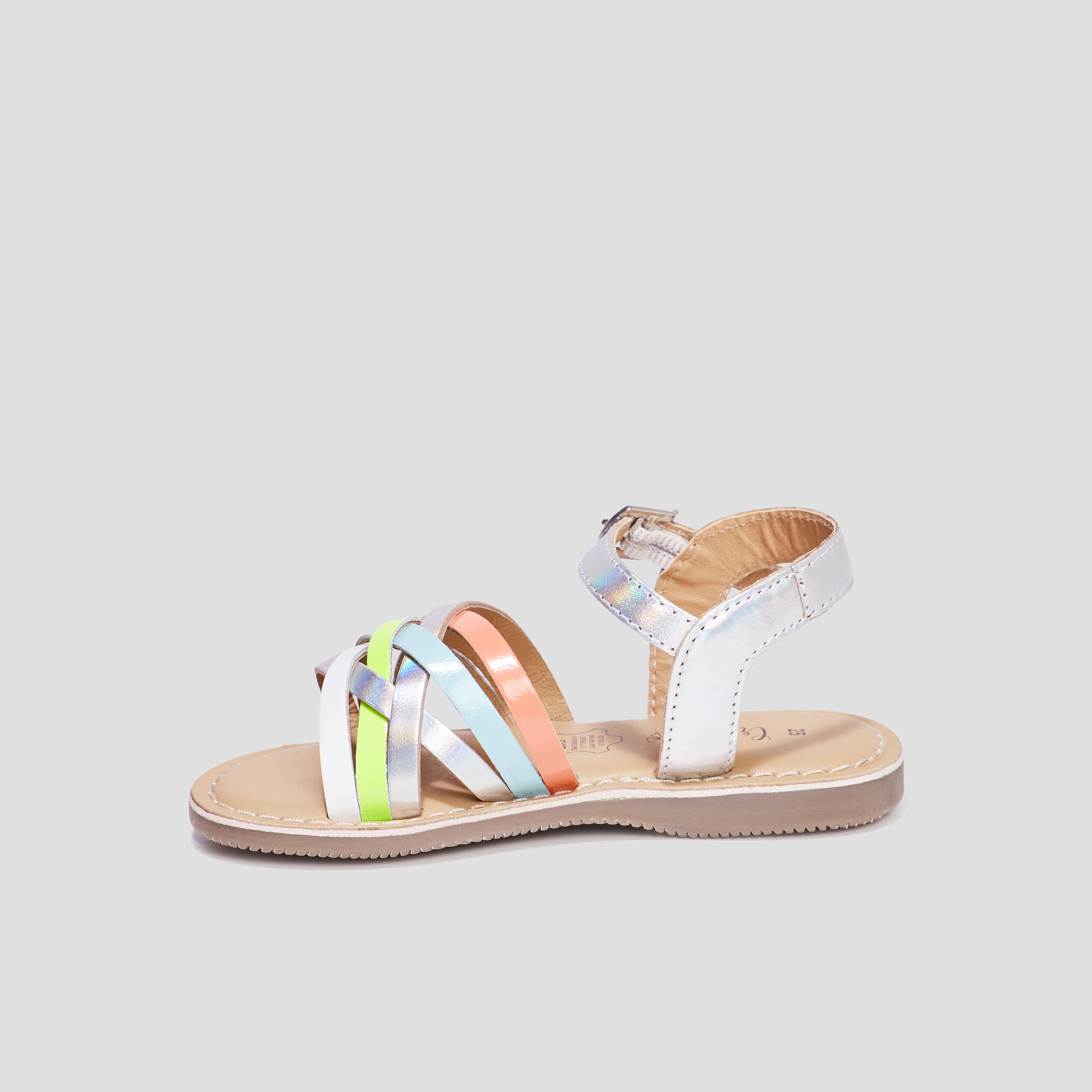 Sandales brides croisées en cuir Creeks multicolore fille | La Halle