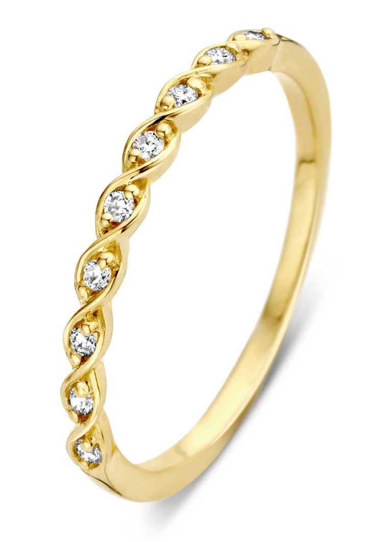 Inel cu vârf de diamant din aur galben și un diamant de 0.08 ct.