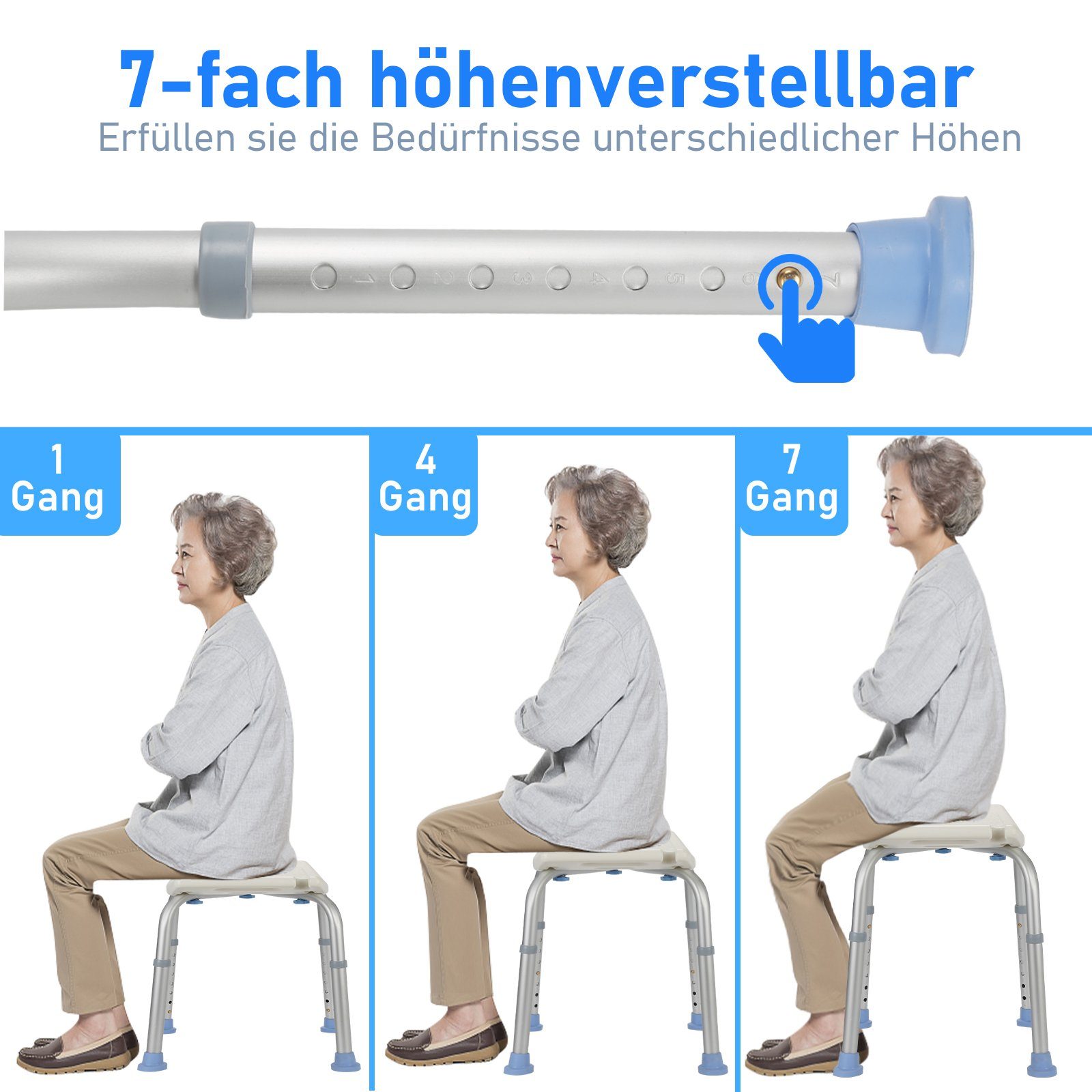 TolleTour Duschhocker Duschhocker Badhocker Badehocker belastbar bis 136kg Duschstuhl
