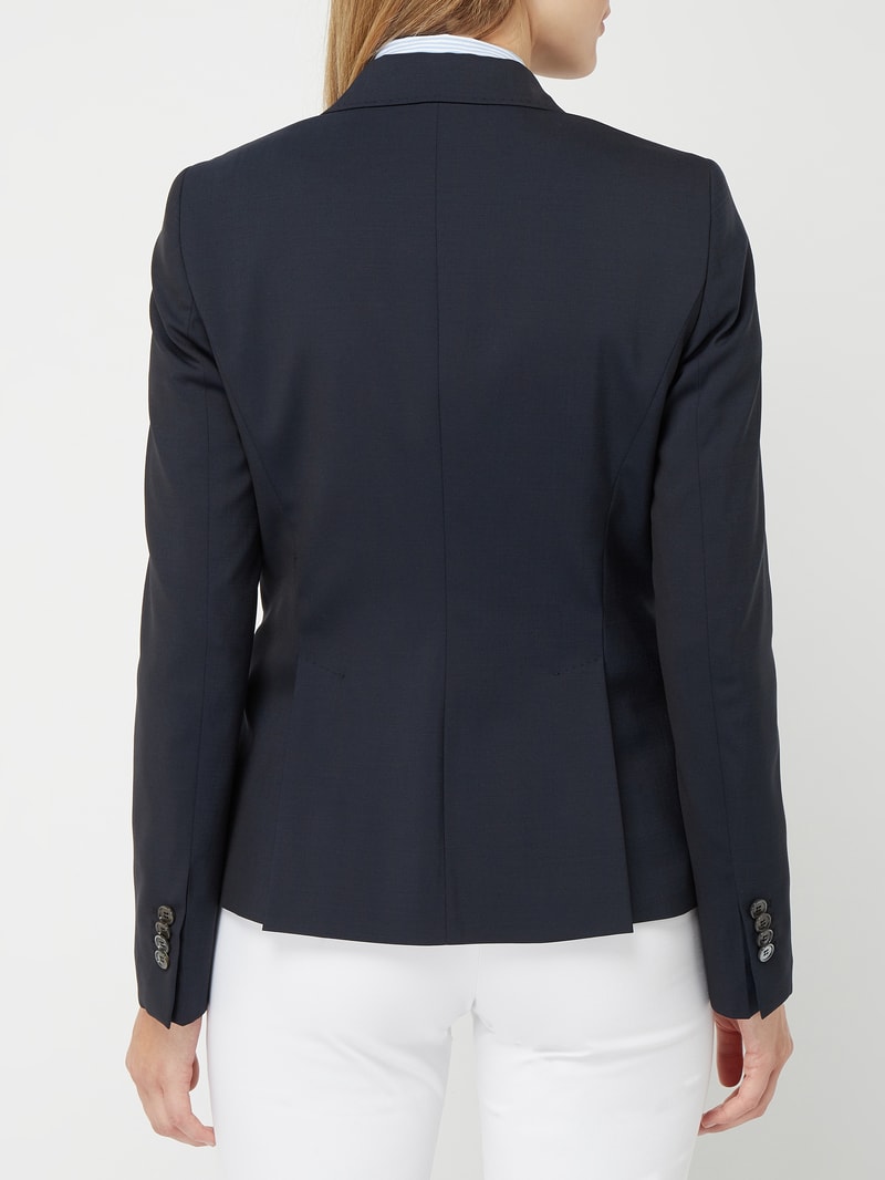 Blazer aus Schurwoll-Elasthan-Mix in marineblau