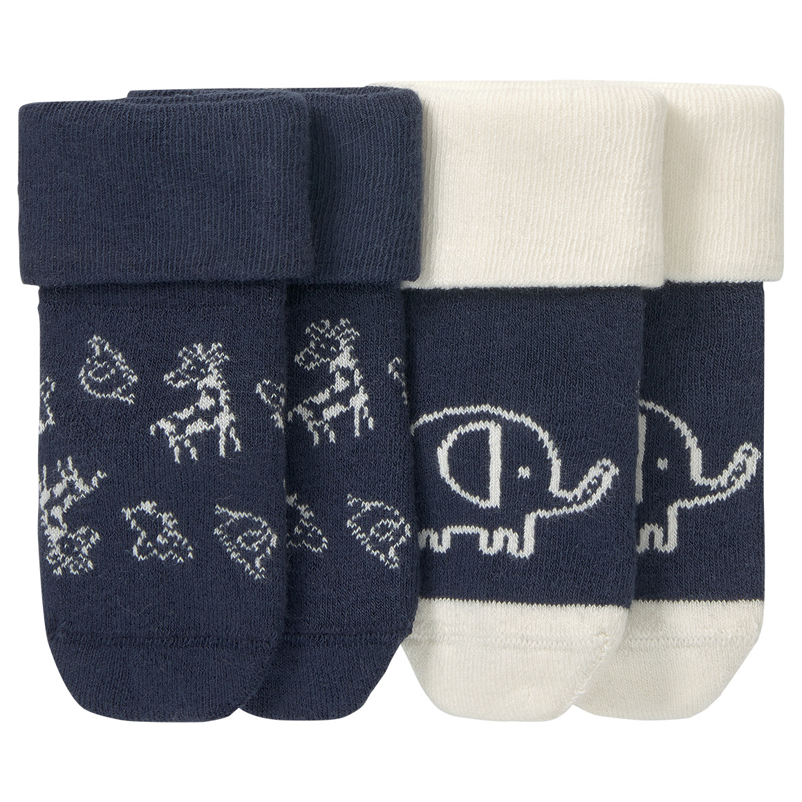 2 Paar Newborn Socken mit Umschlagbund