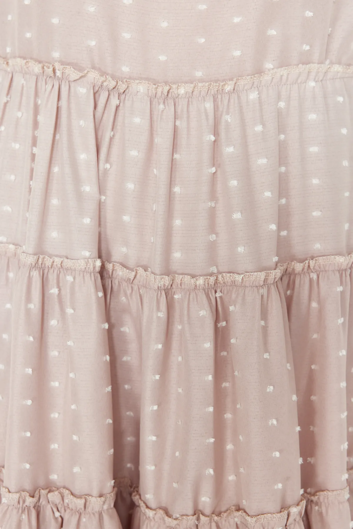 Trendyol Modest  Beiges, bequemes, gewebtes Kleid mit Tupfenmuster TCTSS24EB00243
