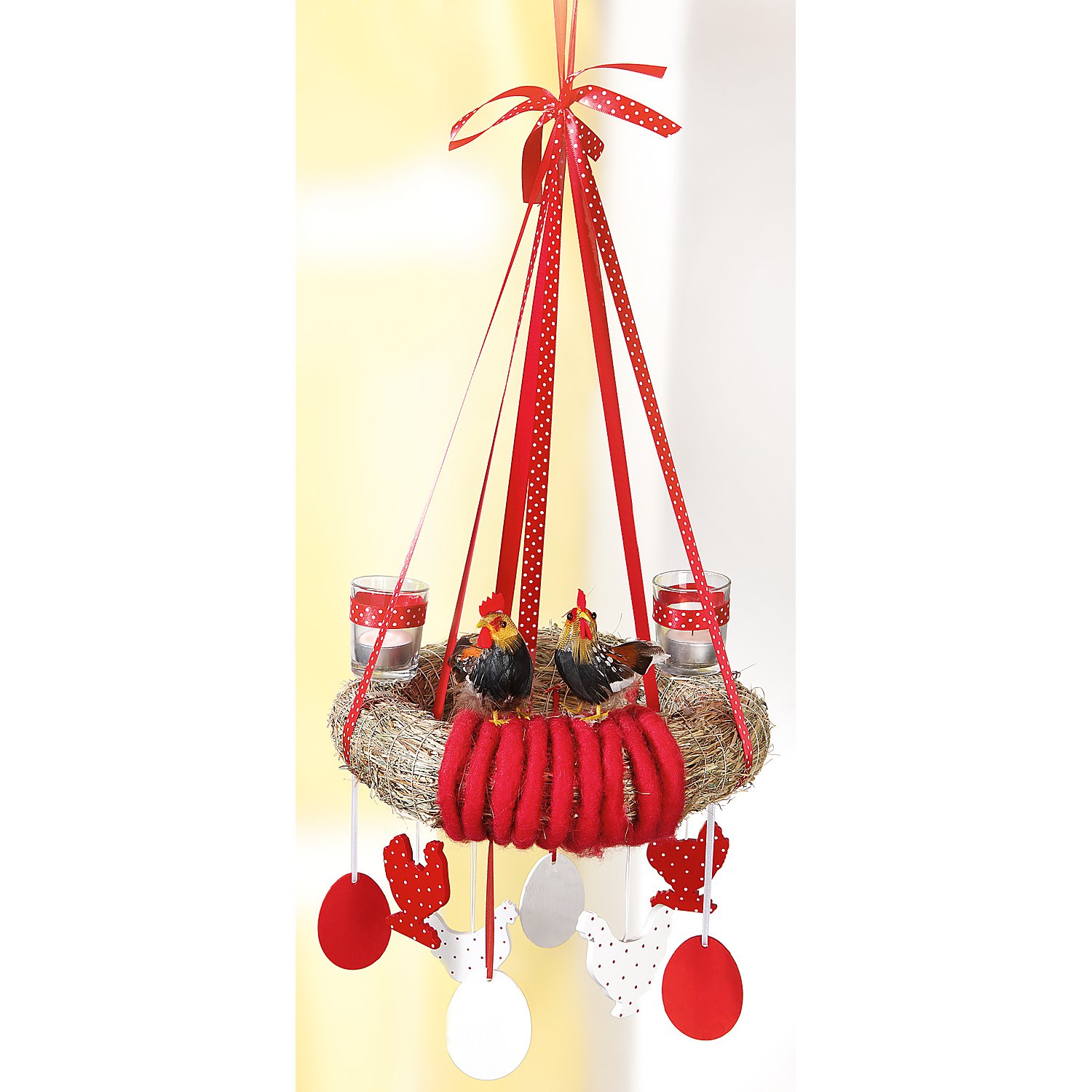 Federhahn und -huhn, 7 cm und 7,5 cm, 2 Stück