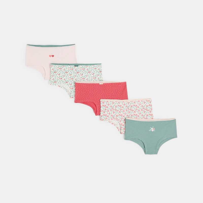 Culottes imprimées filles (lot de 5) vert