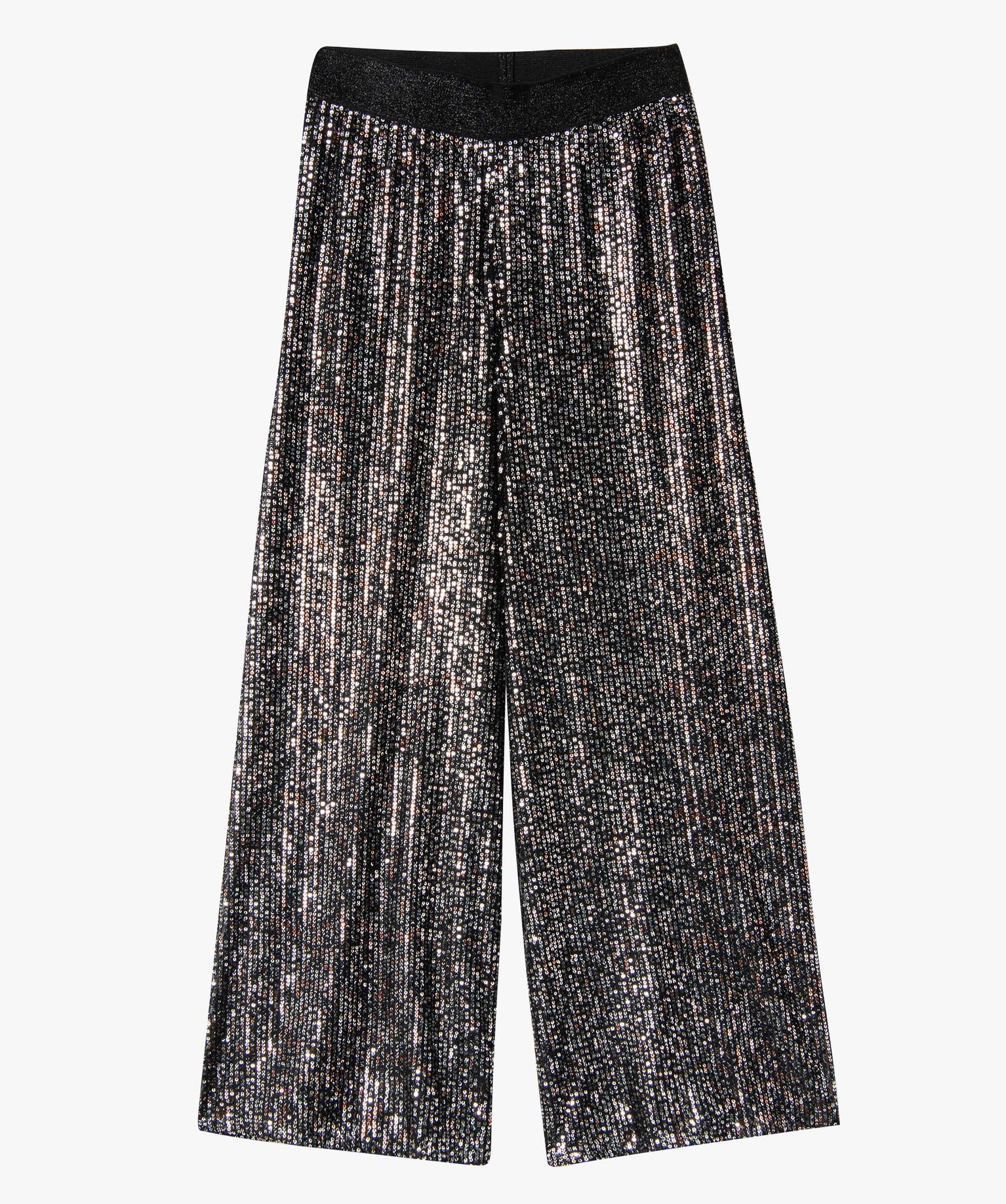 Pantalon femme coupe ample avec sequins brodés noir | GEMO