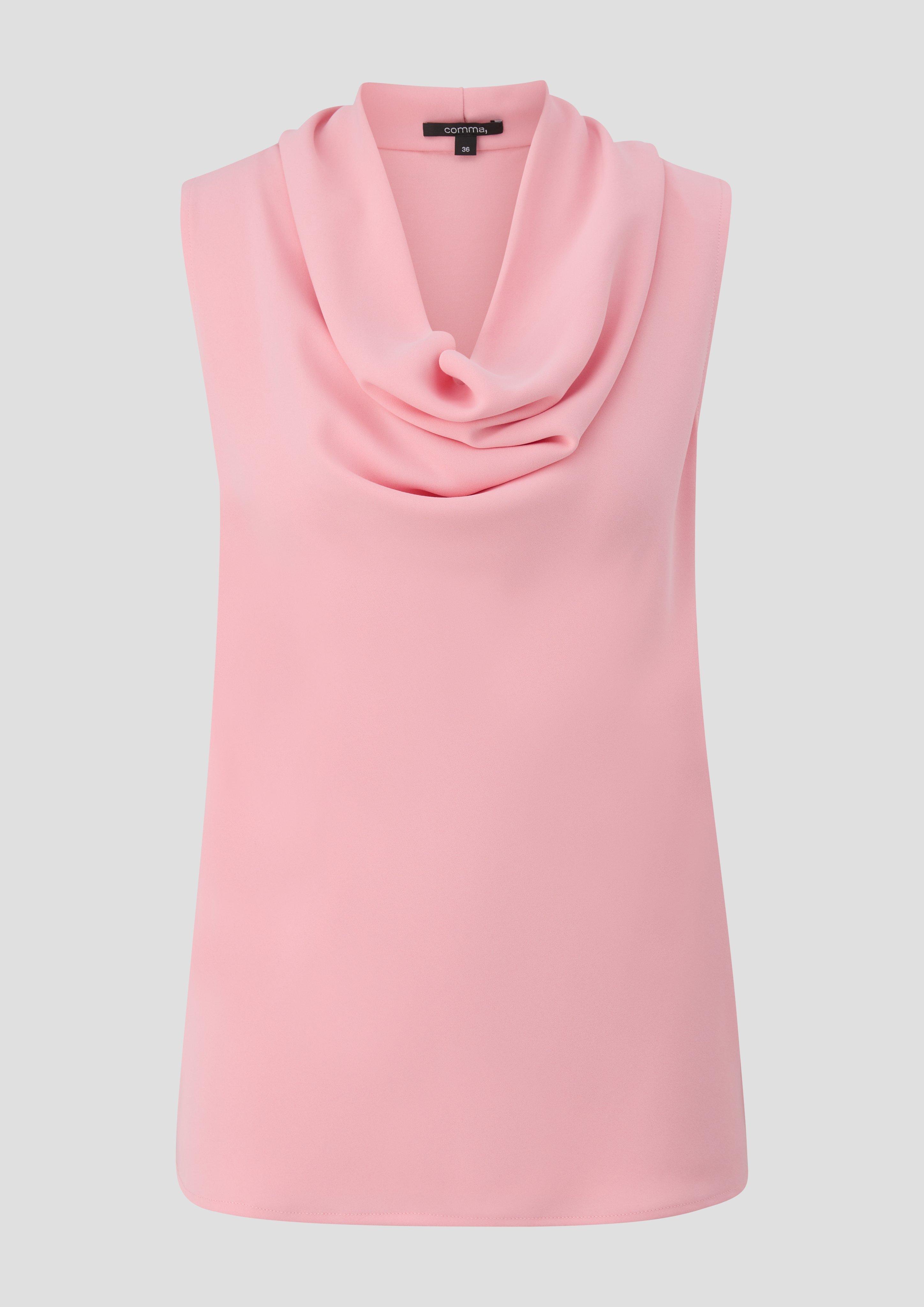 Crêpeshirt mit Wasserfall-Ausschnitt - rosa